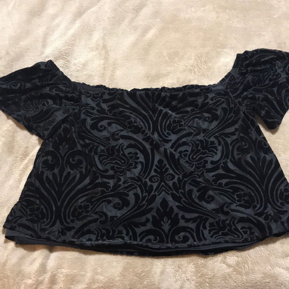 Velvet Off the shoulder burnout top